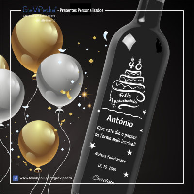 Garrafa de vinho personalizada - Aniversário - GFA39