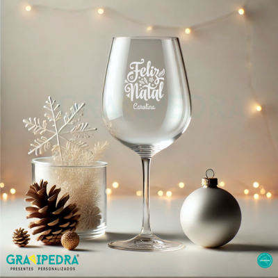 Copo em vidro personalizado - Feliz Natal - CVNAD10 Copo em vidro personalizado - Feliz Natal - CVNAD10