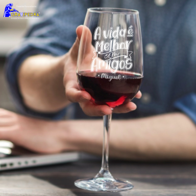 Copo em vidro personalizado - A Vida é melhor com amigos - CVFG11 Copo em vidro personalizado - A Vida é melhor com amigos - CVFG11