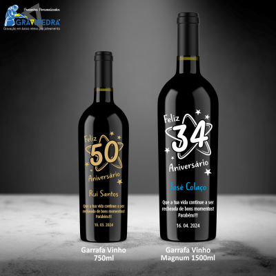 Garrafa de vinho personalizada - Aniversário - GFA57