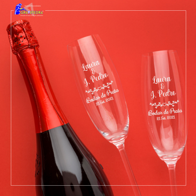 Pack 2 Copos em vidro personalizados - Bodas Casamento - CVCND15A