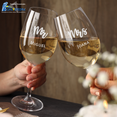Pack 2 Copos em vidro personalizados - Mr/Mrs - CVFG06