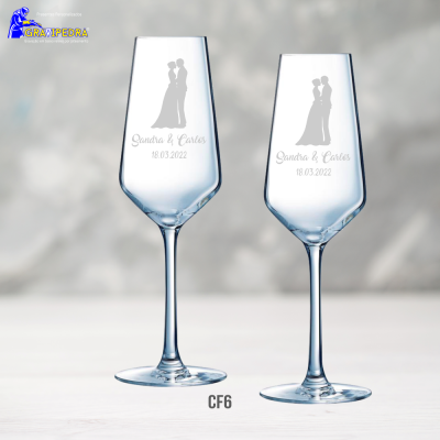 Pack 2 Copos em vidro personalizados - Casamento - CVCN02F