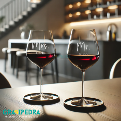 Pack 2 copos em vidro personalizados - Mrs / Mr - CVFG21