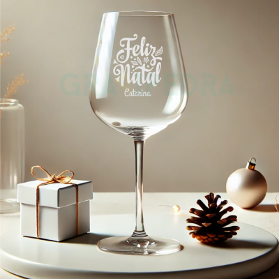 Presentes de Natal personalizados – Copos de vinho em vidro gravado