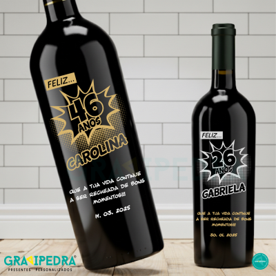 Garrafa de vinho personalizada - Feliz Aniversário - GFA01
