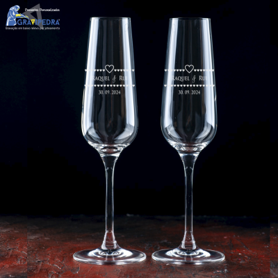 Pack 2 Copos em vidro personalizados - Casamento - CVCND06A Pack 2 Copos em vidro personalizados - Casamento - CVCND06A