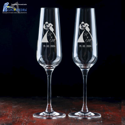 Pack 2 Copos em vidro personalizados - Noivos - CVCND03A Pack 2 Copos em vidro personalizados - Noivos - CVCND03A