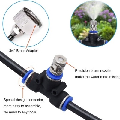 Bico de latão de precisão com adaptador e tubo de água para nebulização