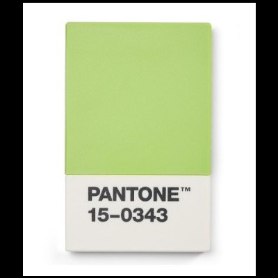 Bloco Pantone verde claro com texto PANTONE 15-0343 na parte branca