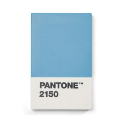 Bloco Pantone azul claro e branco com texto
