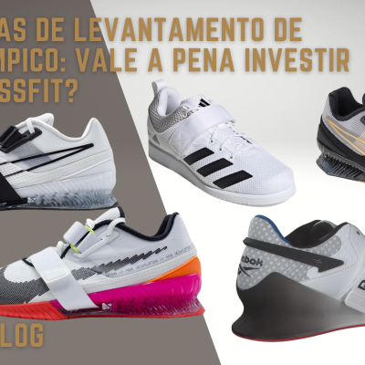 Sapatilhas de Levantamento de Peso Olímpico: Vale a Pena Investir Para Crossfit? Cinco modelos de sapatilhas para levantamento de peso com velcro e o texto sobre investimento para CrossFit