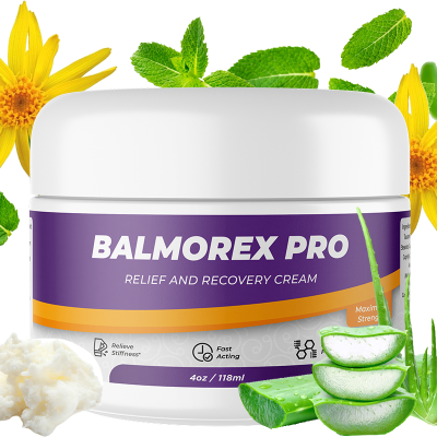 Balmorex Pro Review: Effective Relief Frasco de creme BALMOREX PRO com ingredientes naturais ao redor