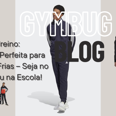 Fato de Treino: A Opção Perfeita para Manhãs Frias – Seja no Ginásio ou na Escola! Modelos com fatos de treino em cores escuras com texto promocional sobre fatos de treino para manhãs frias