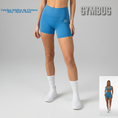 Cal&#x00E7;&#x00F5;es&#x20;M&#x00E9;dios&#x20;de&#x20;Cintura&#x20;Alta&#x20;-&#x20;Azul&#x20;e&#x20;Rosa&#x20;CIELOBUG