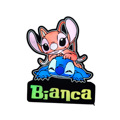 Adesivo vinil com personagens animados e texto Bianca