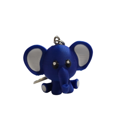 Chaveiro elefante azul com detalhes brancos