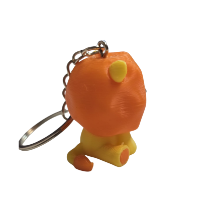 Porta-chaves de plástico de animal amarelo e laranja