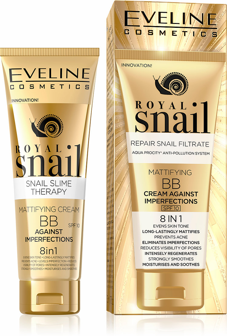 Eveline Cosmetics ROYAL SNAIL MATTIFYING BB CREAM AGAINST IMPERFECTIONS 8IN1 50ML