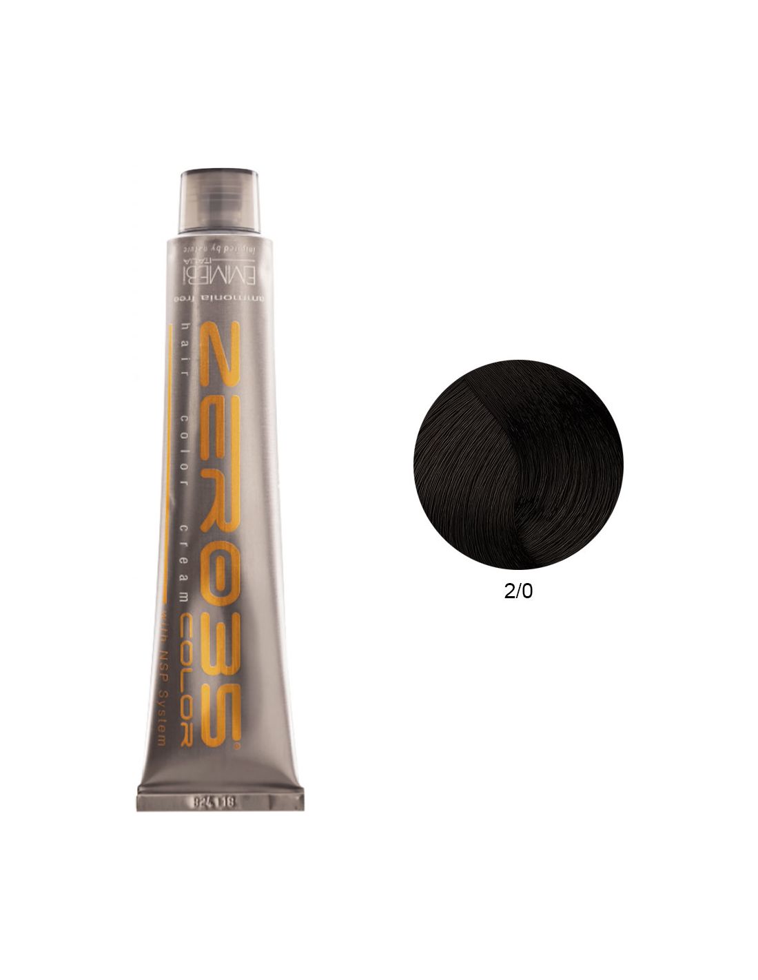 Coloração Sem Amoníaco 100ml - 2/0 Castanho Muito Escuro - Zero35 - Emmebi
