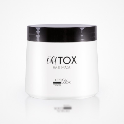 Pote branco de máscara capilar Oh! TOX com tampa preta