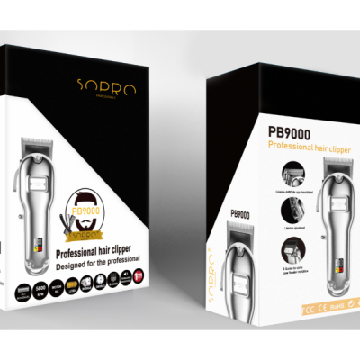 Máquina de cortar cabelo profissional SOBRO PB9000 em embalagem