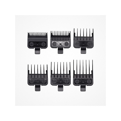 Conjunto de seis pentes de aparador de cabelo preto com vários tamanhos