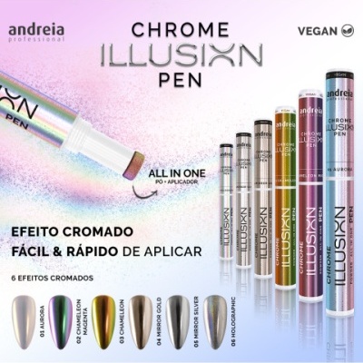 Caneta Unhas Chrome Illusion Andreia Mirror Gold Nail Art Caneta Unhas Chrome Illusion Andreia Mirror Gold Nail Art