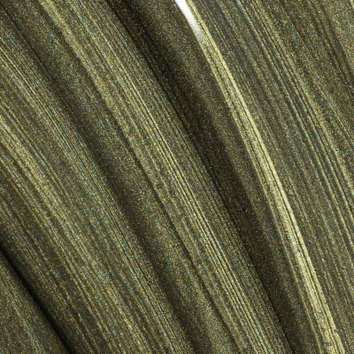 Tecido riscado verde, dourado e castanho com brilho