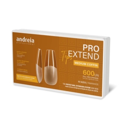 Caixa de unhas postiças Andreia Professional Pro Extend Medium Coffin 600 unidades