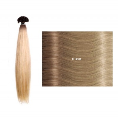 Extensão de cabelo loiro claro com base escura