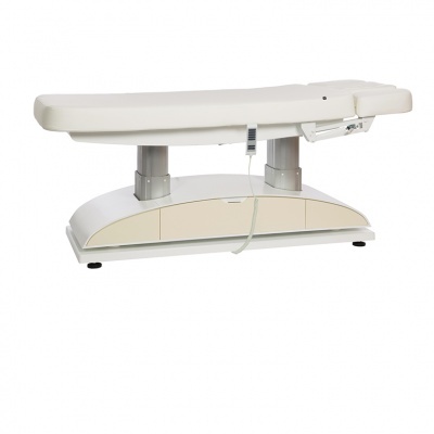 Divã de exame médico branco e bege