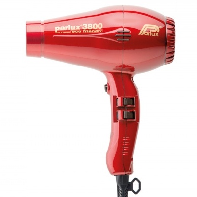 Secador de cabelo vermelho Parlux 3800 Ionic & Ceramic com botão e cabo preto
