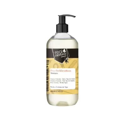 Frasco de shampoo Real Natura Pro-AntiResíduos com dispenser preto