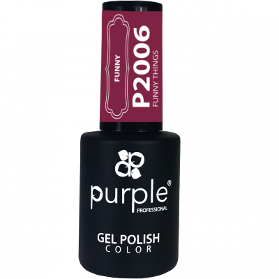 Frasco de verniz gel preto com tampa vinho rotulada