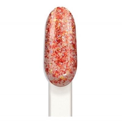 Verniz para unhas transparente com glitter colorido em suporte branco