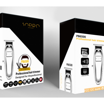 Embalações do aparador de cabelo profissional SOBRO PB6500 em preto e branco