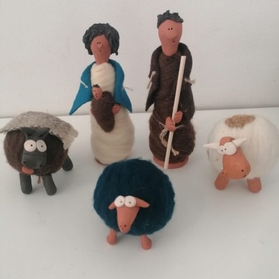 Presépio de Lã e Cerâmica