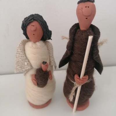 Presépio de Lã e Cerâmica