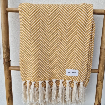 Manta Espinha - Amarelo Mostarda