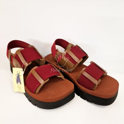 Sandália Fly London -  SORU CAMEL/DARK RED/BRICK