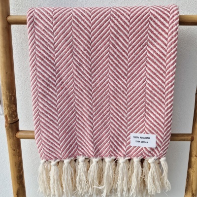Manta Espinha - Rosa coral claro