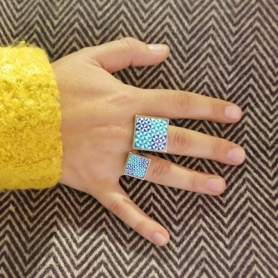 Anel Azulejo Português - Branco & Azuis