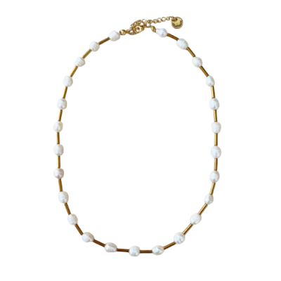 Colar Tubos e Pérolas