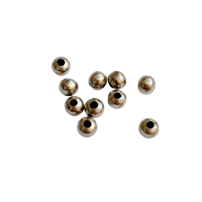 Pack 20 Contas 8mm Prateadas Metal