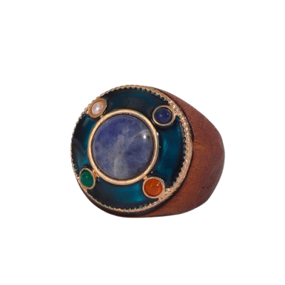 Anel Madeira e Pedra