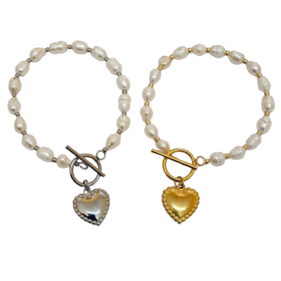 Pulseira Pérolas Coração