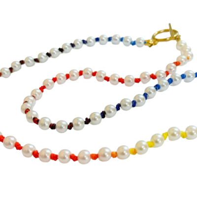 Colar Pearls Rainbow Knots