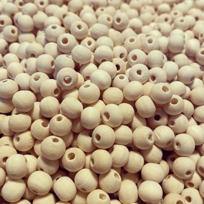 Contas Redondas Madeira 8mm Bege