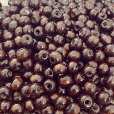 Contas Redondas Madeira 8mm Castanho